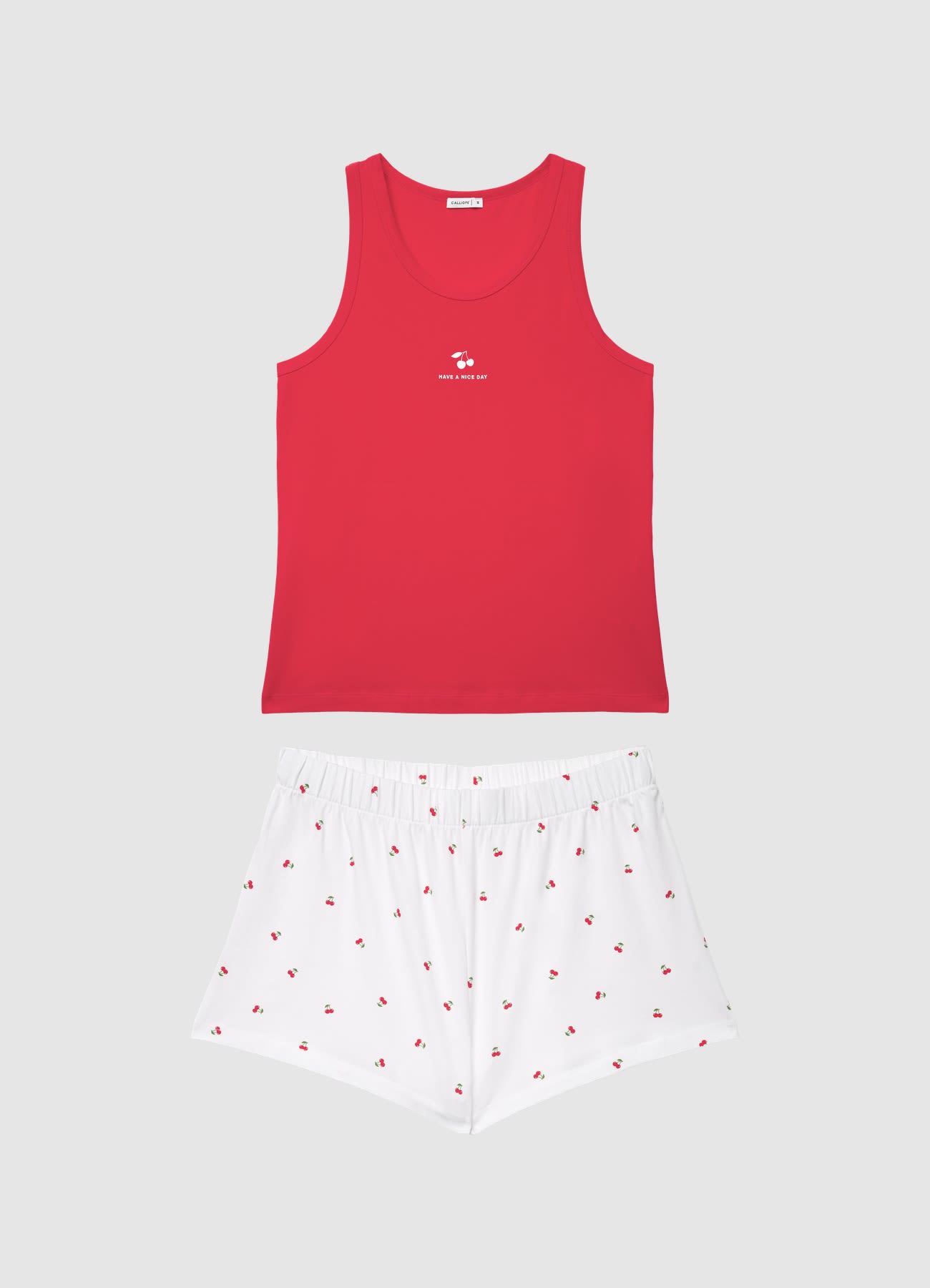 Set pigiama top e shorts con stampa ciliegie
