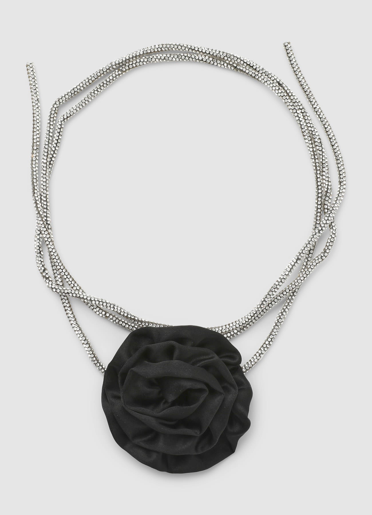 Choker con strass e applicazione floreale