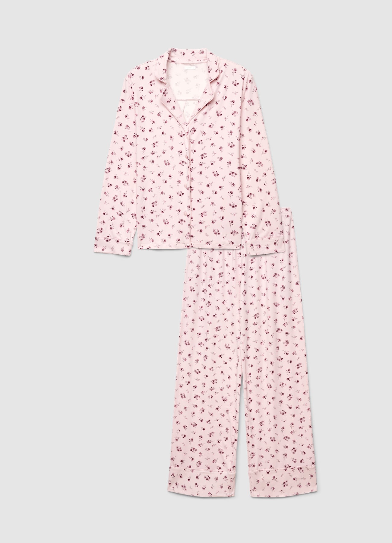 Set pigiama lungo con camicia e pantaloni a stampa all over