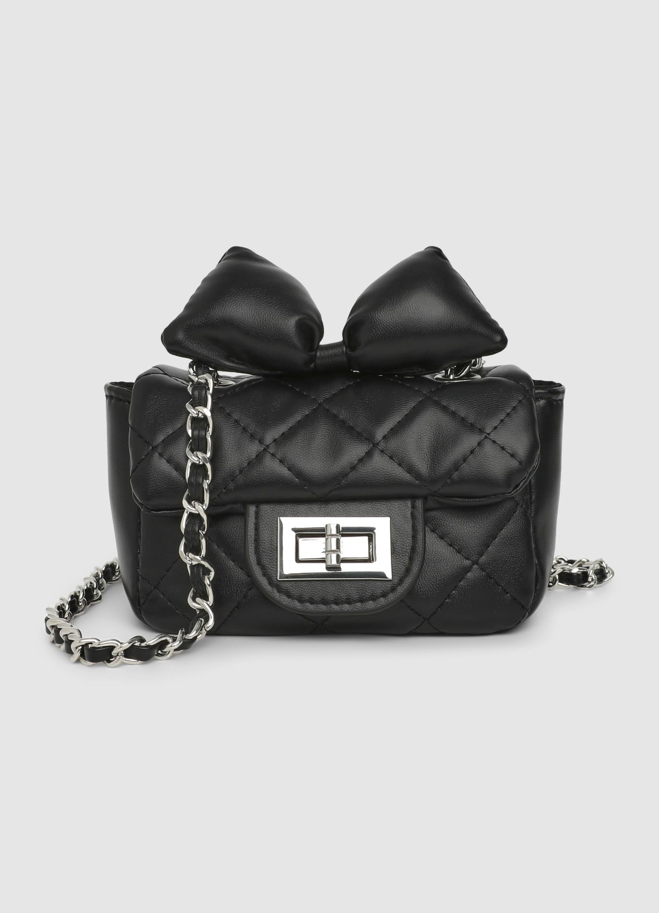 Borsa mini trapuntata con fiocco e catena