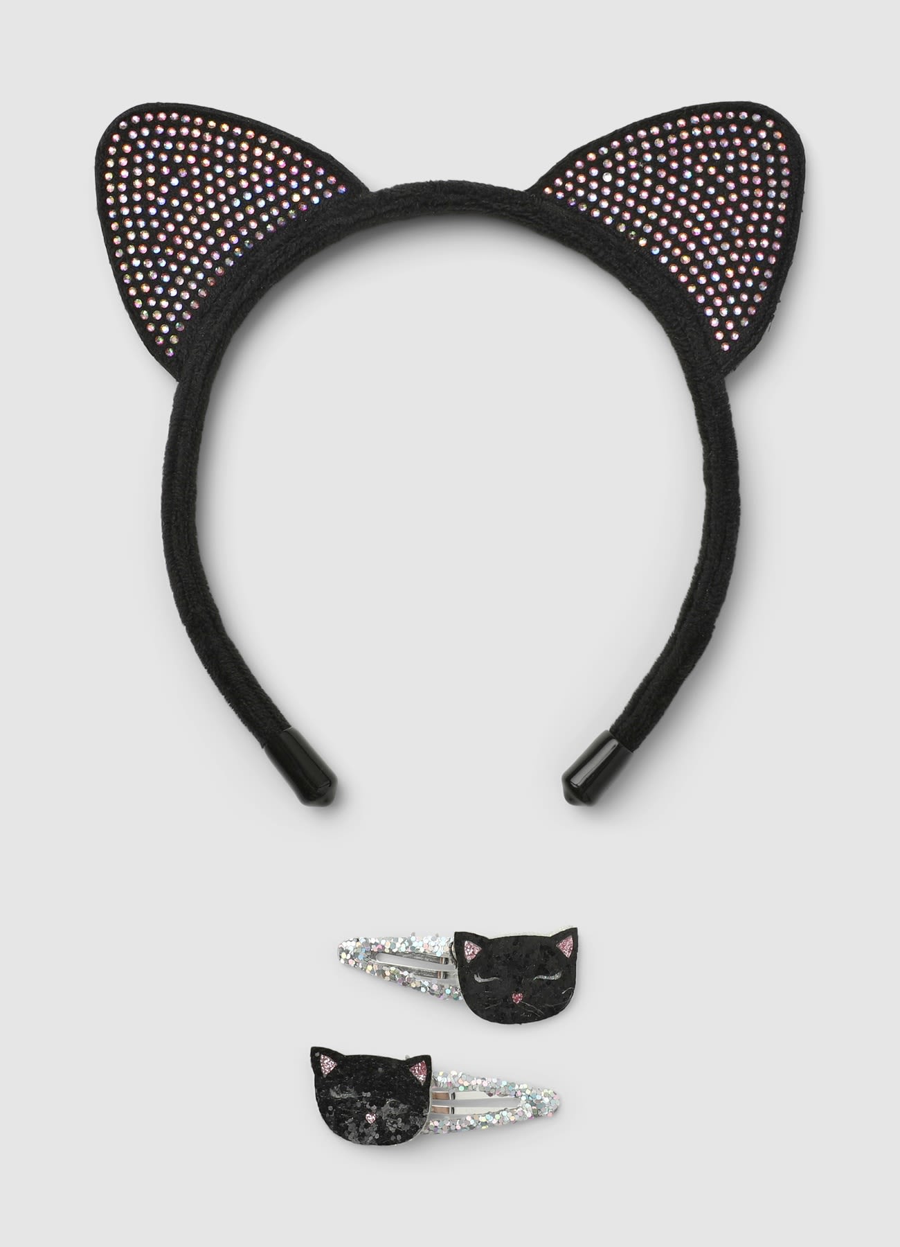 Pack 3 accessori capelli con gatto e strass