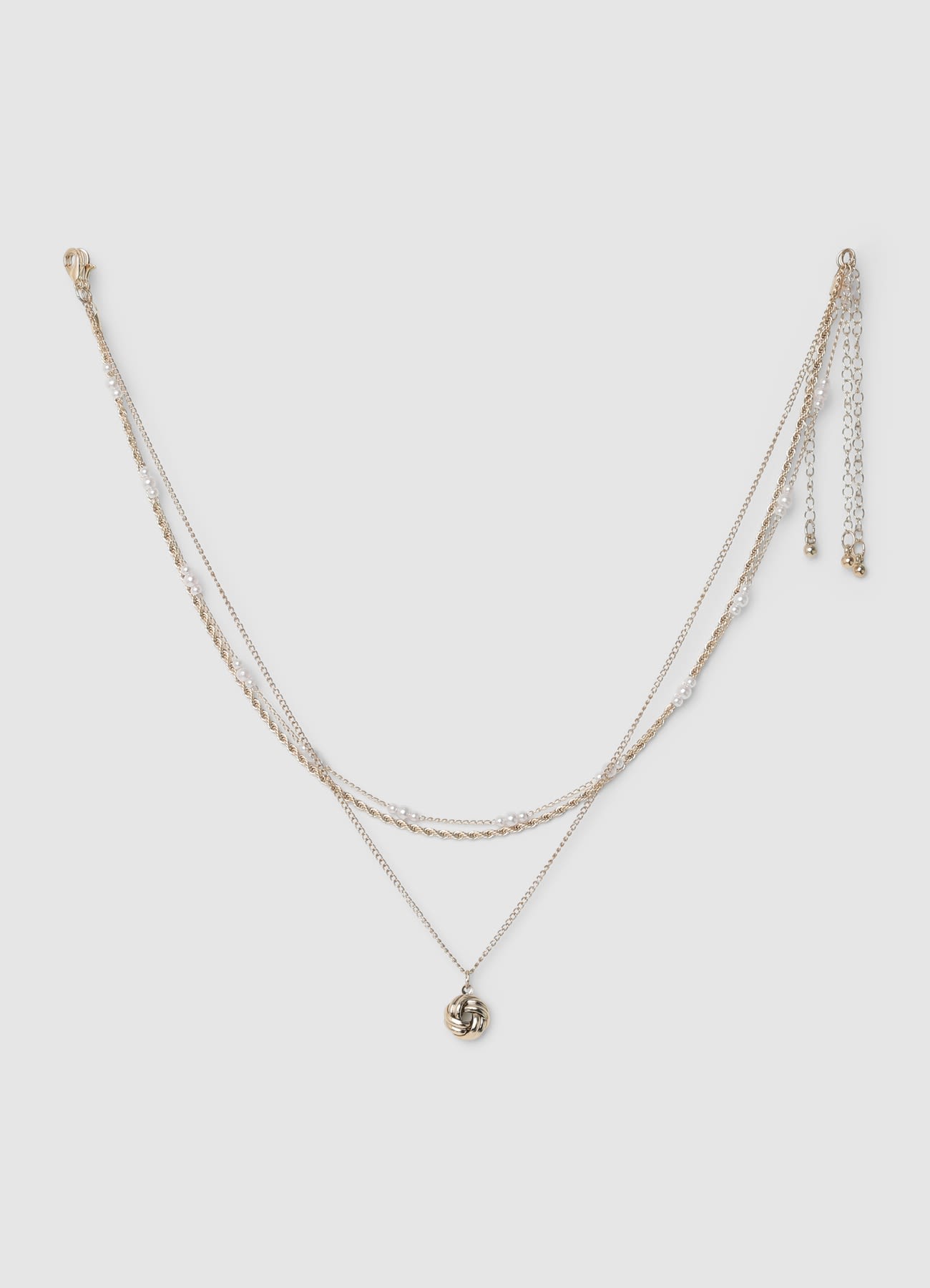 Collana multilayer con perle e pendente