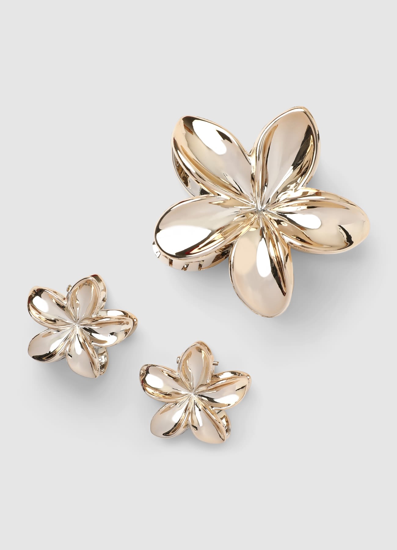 Pack 3 fermagli a fiore con effetto laminato