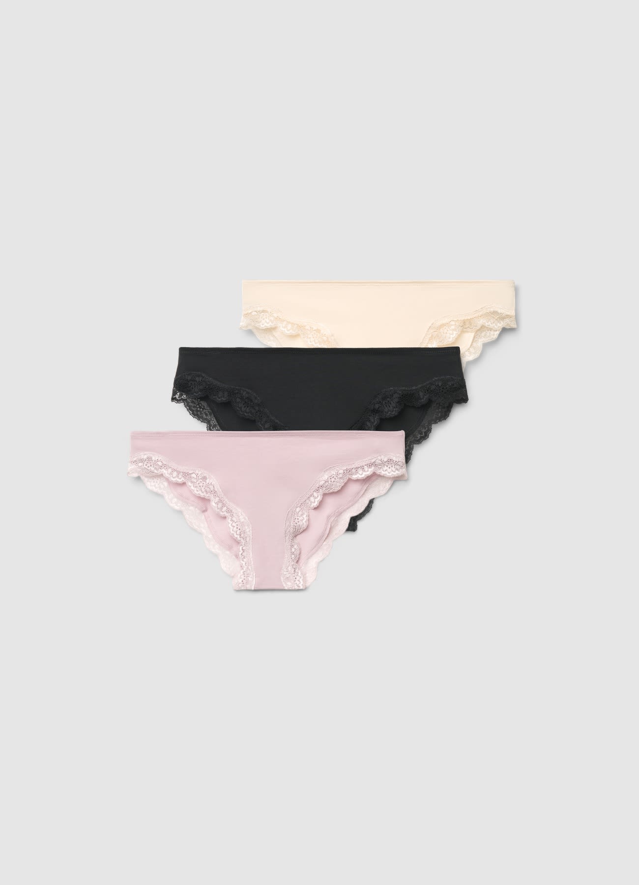 Pack 3 slip con bordo in pizzo