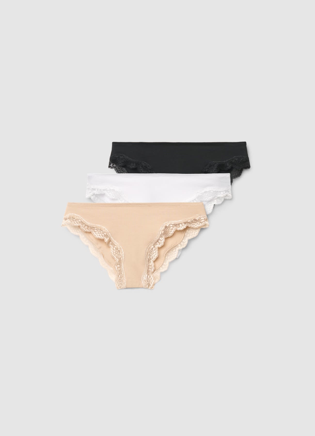 Pack 3 slip con bordo in pizzo