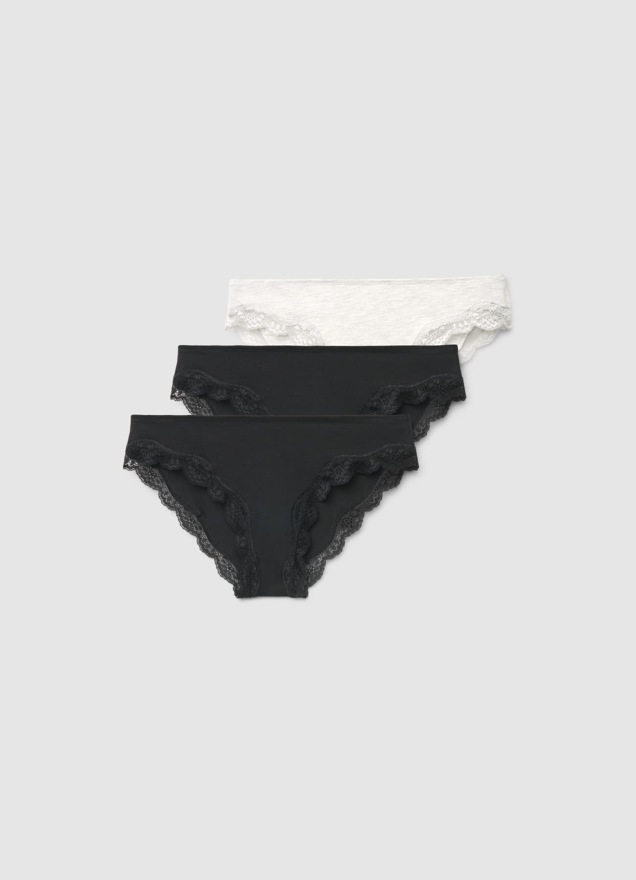 Pack 3 slip con bordo in pizzo