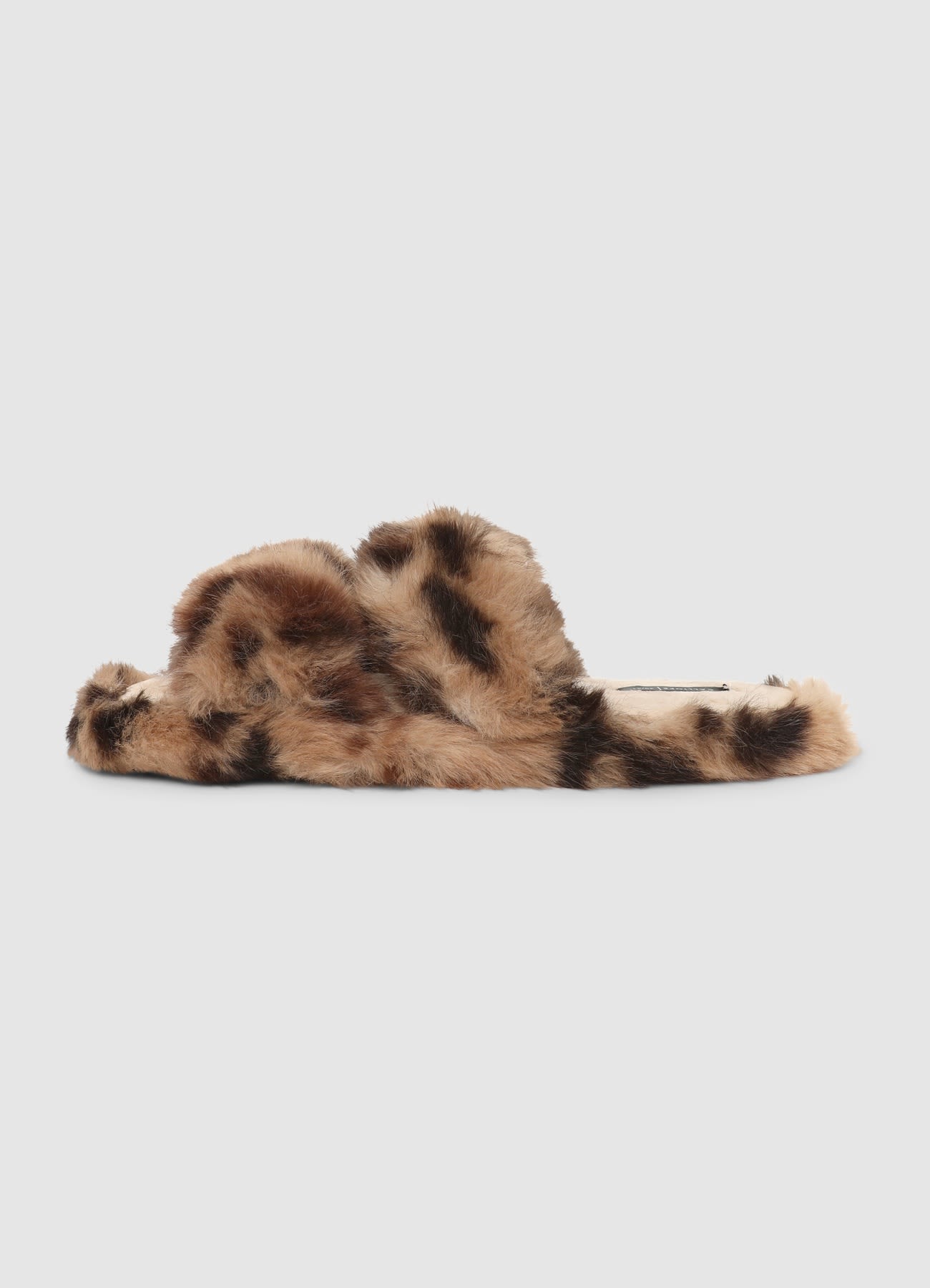 Ciabatte con fascia incrociata effetto pelo animalier
