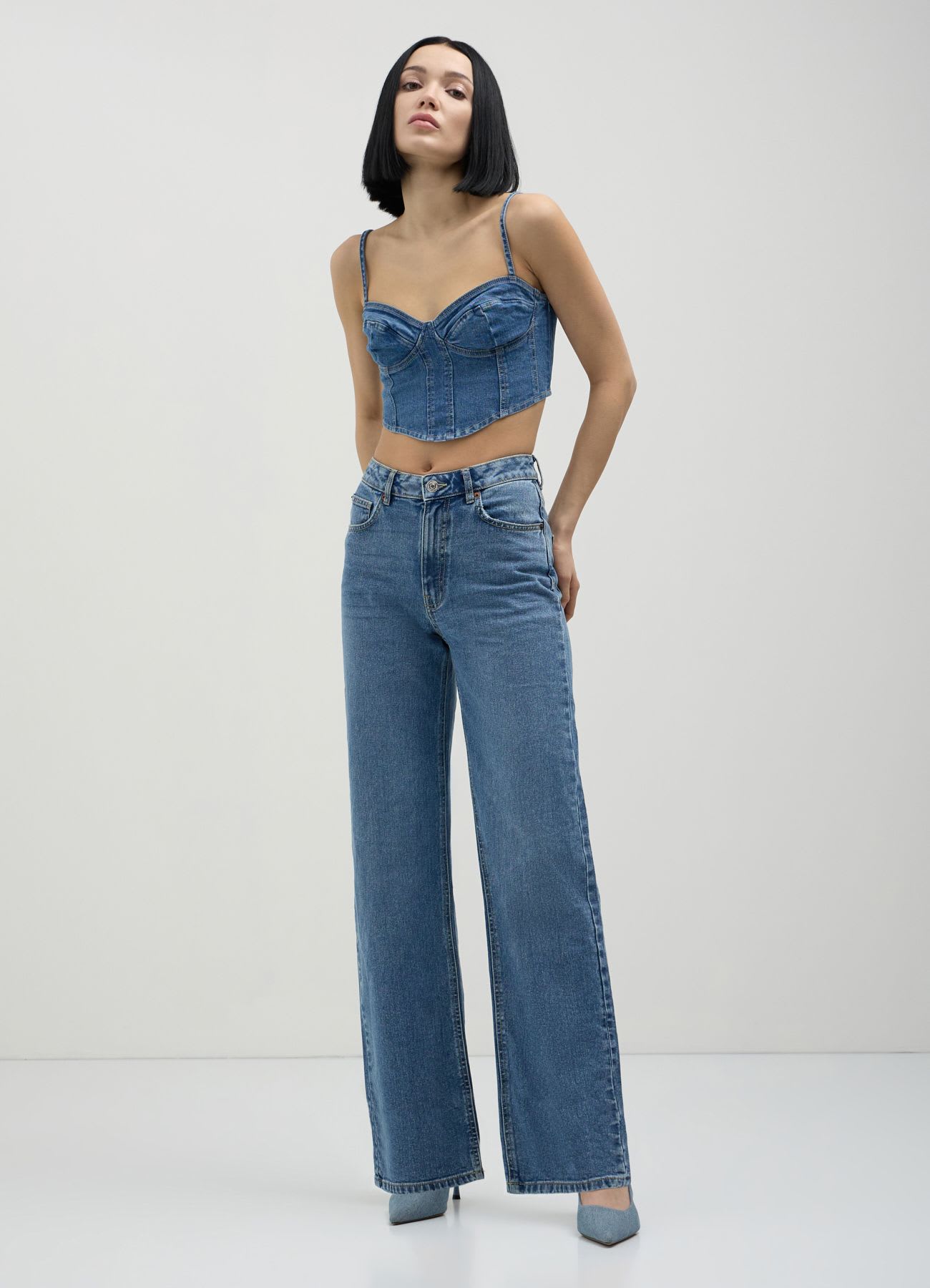 Jeans wide leg vita alta