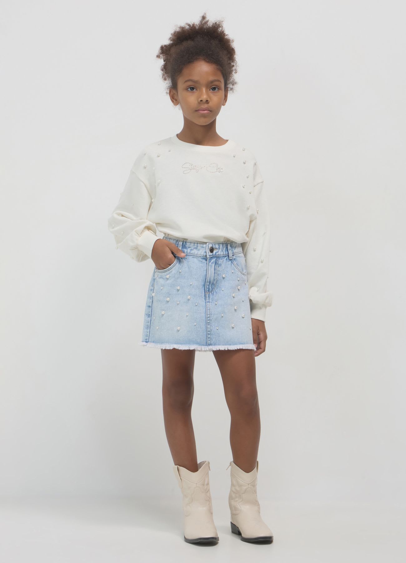 Minigonna denim perle
