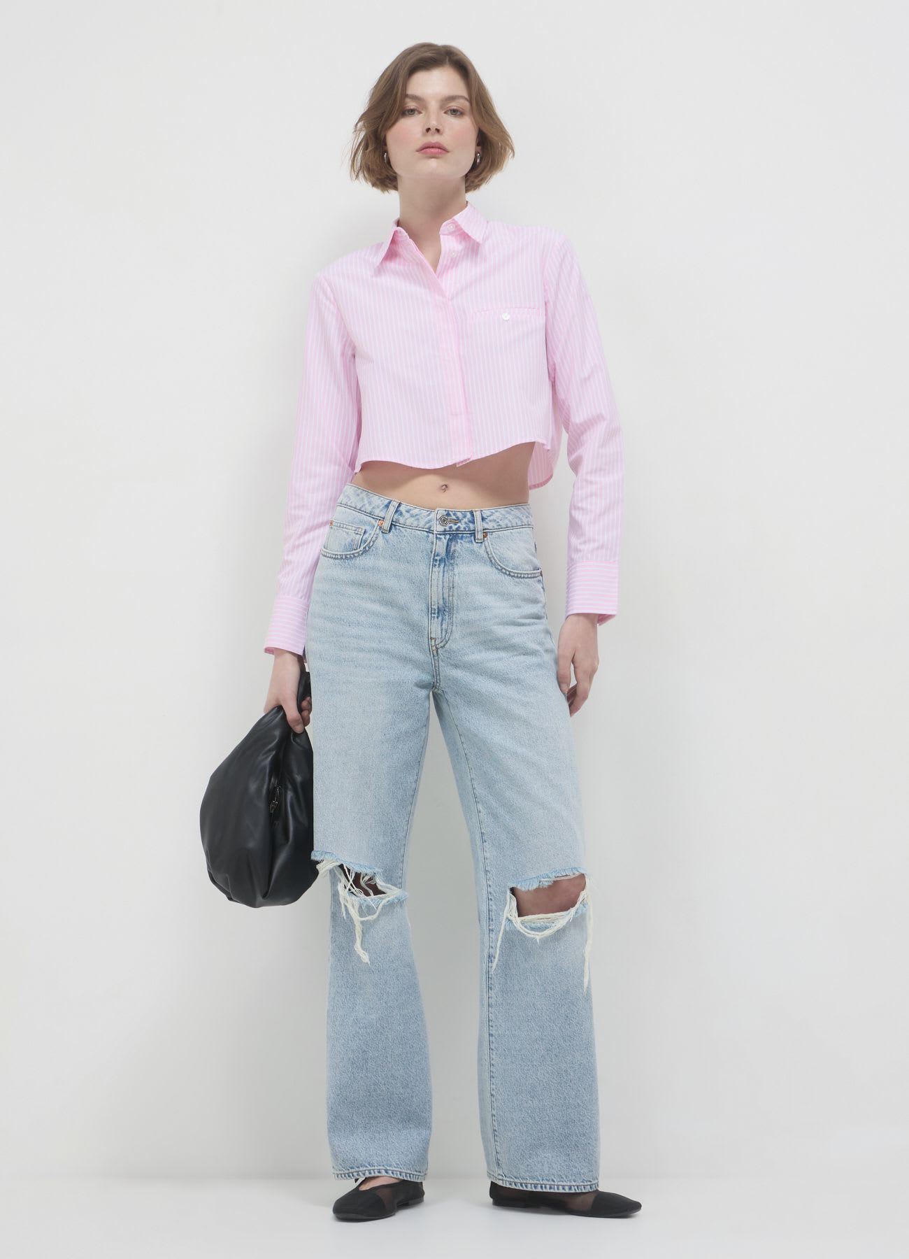 Jeans wide leg con strappi