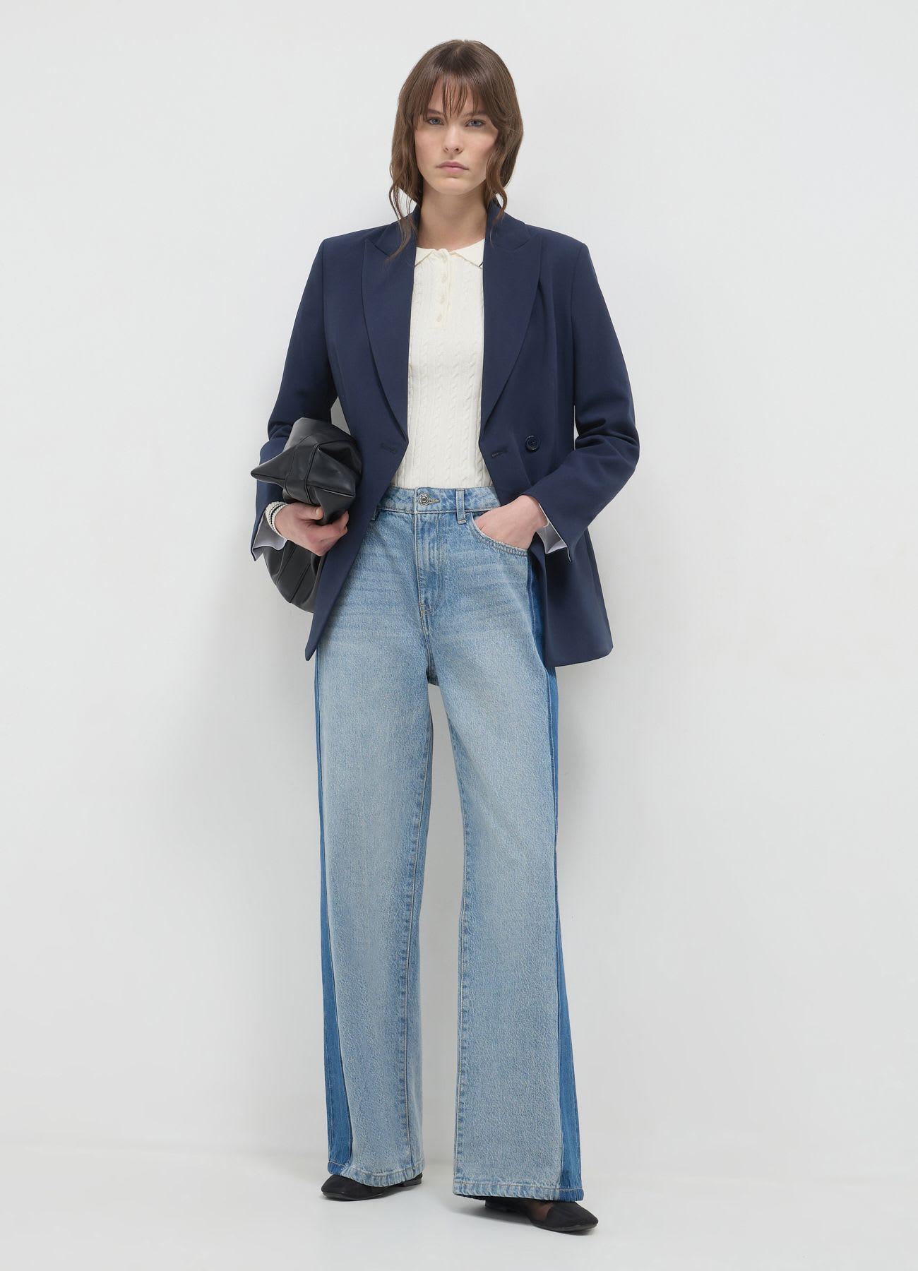 Jeans super wide leg con banda