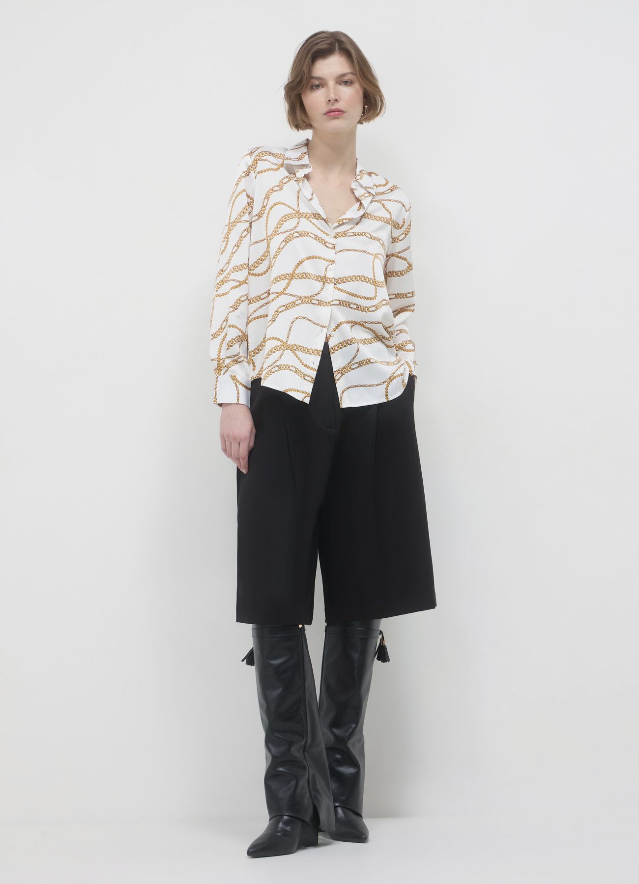 Camicia in simil satin fantasia catena