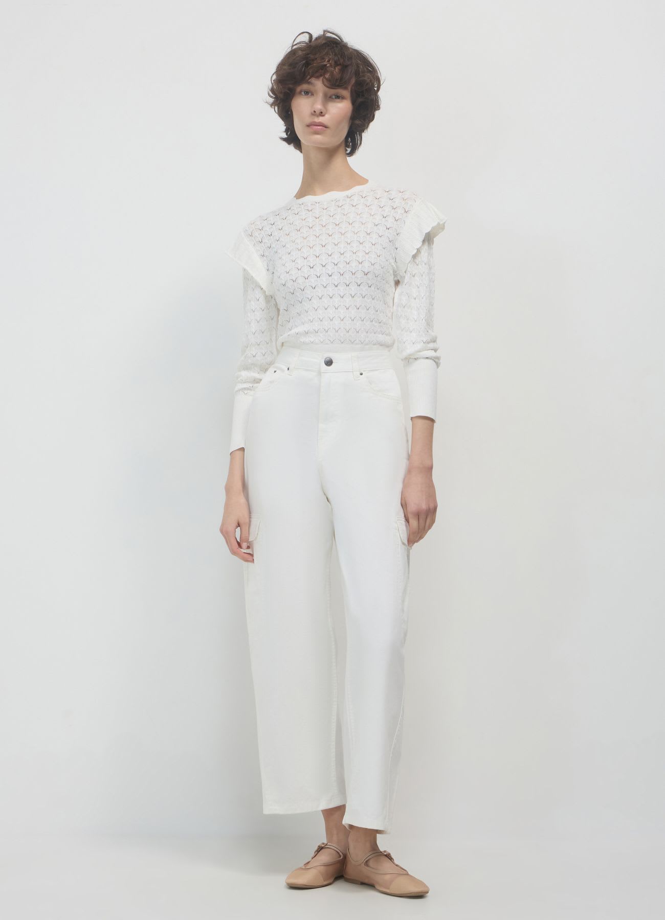 Maglia traforata con volants