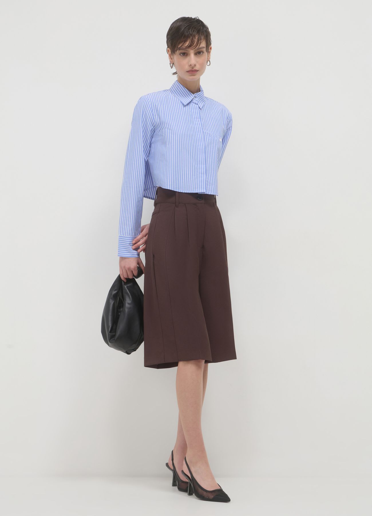 Camicia crop a righe