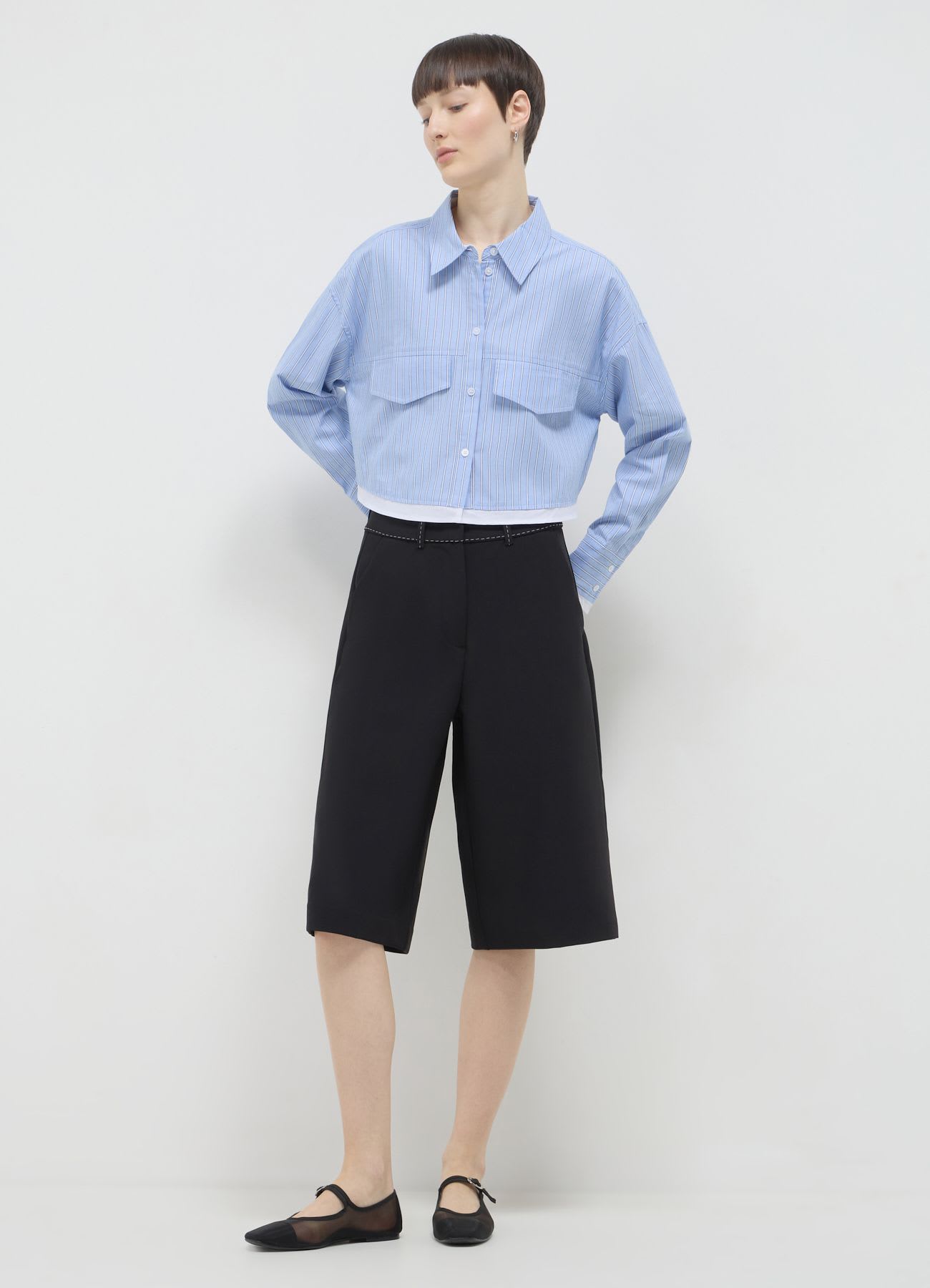 Camicia crop a righe