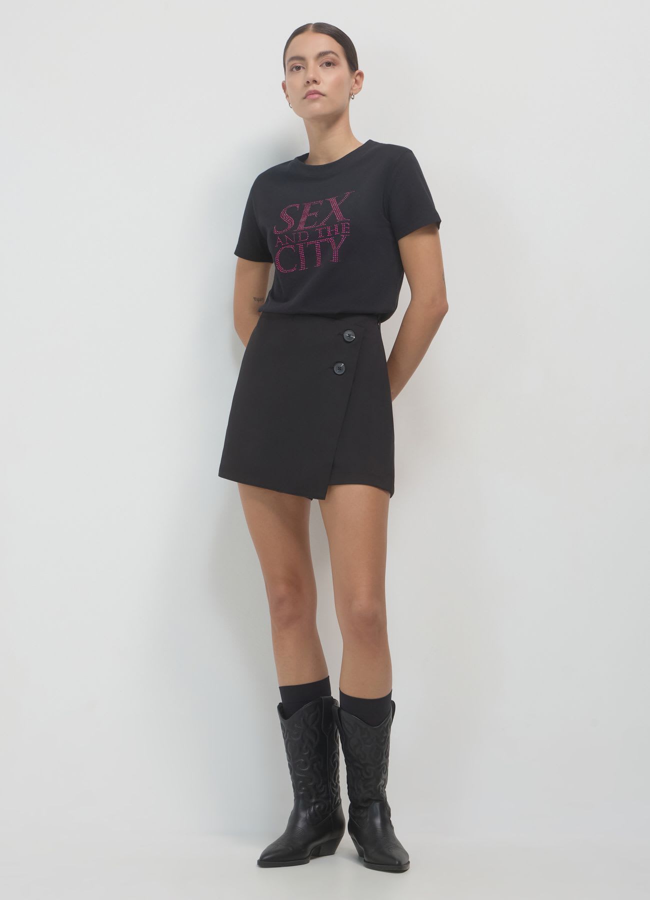 Gonna pantalone con pannello asimmetrico