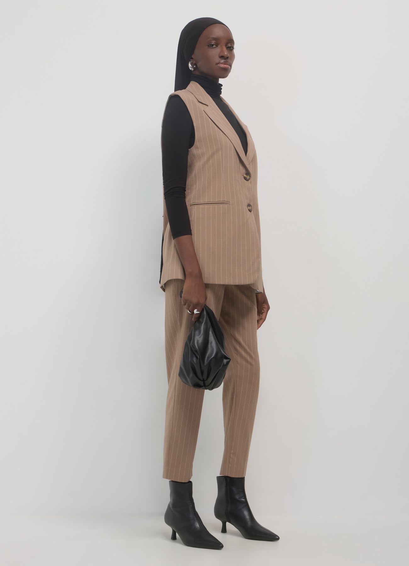 Gilet monopetto gessato