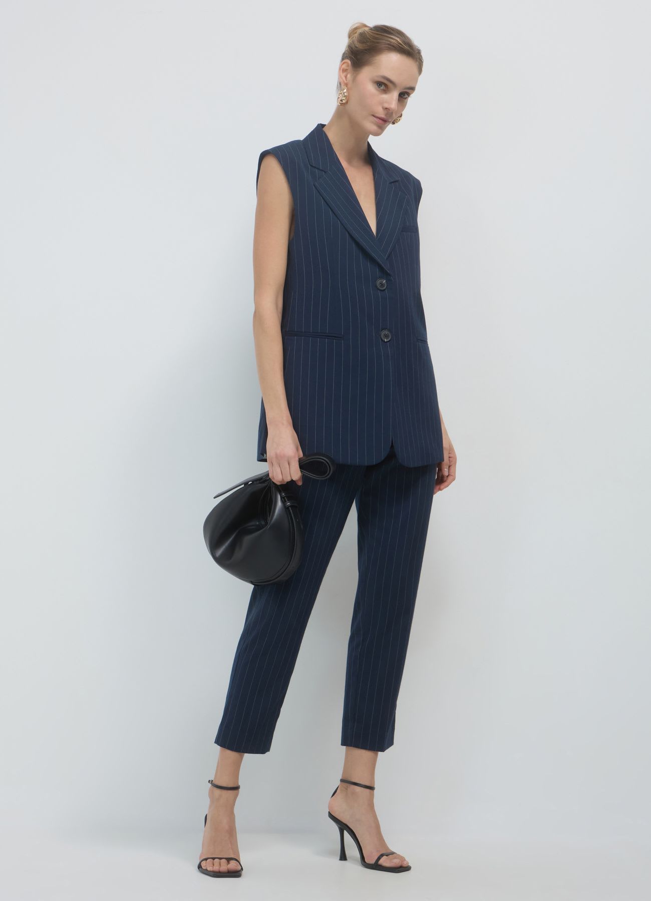 Gilet monopetto gessato