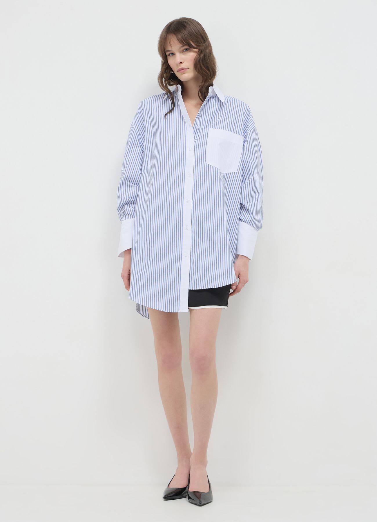 Camicia oversize righe maniche arricciate