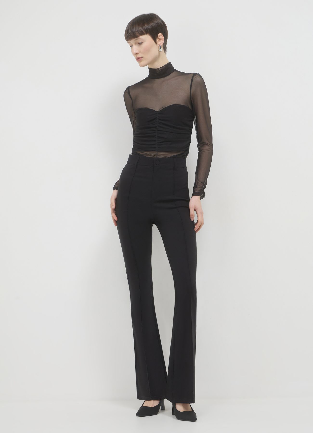 Body in tulle con arricciatura