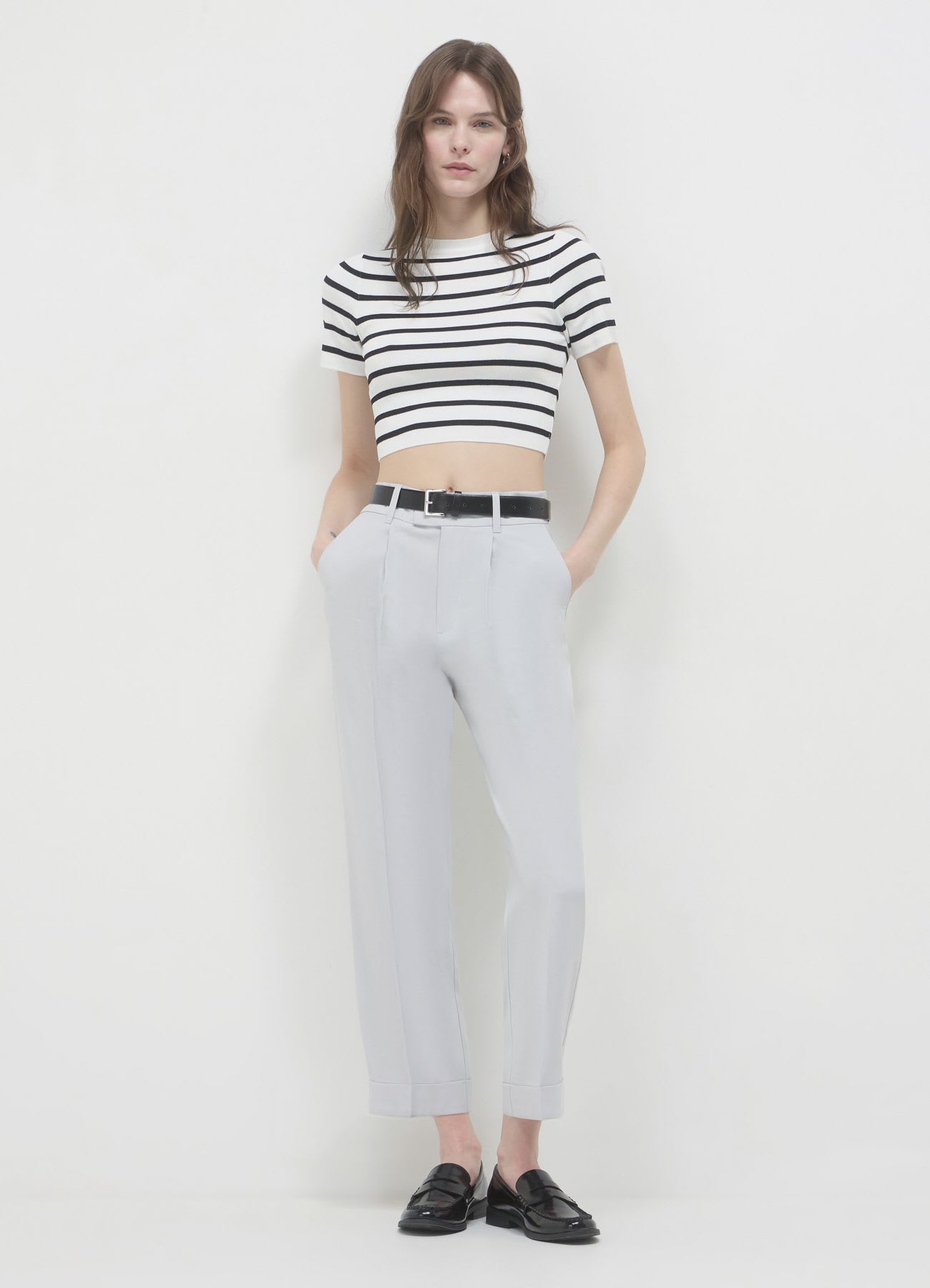 T-shirt crop a righe