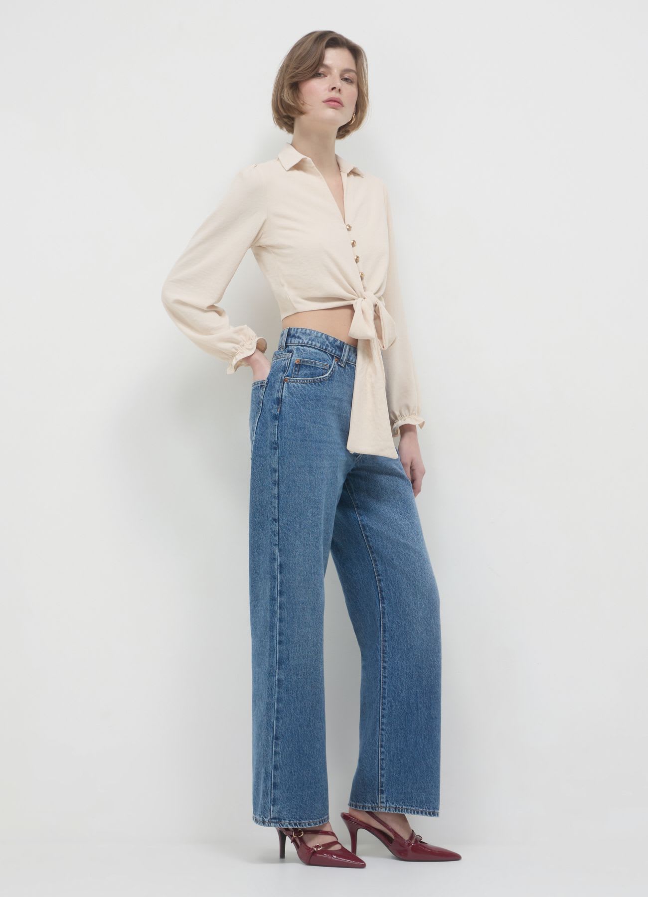 Camicia crop con nodo