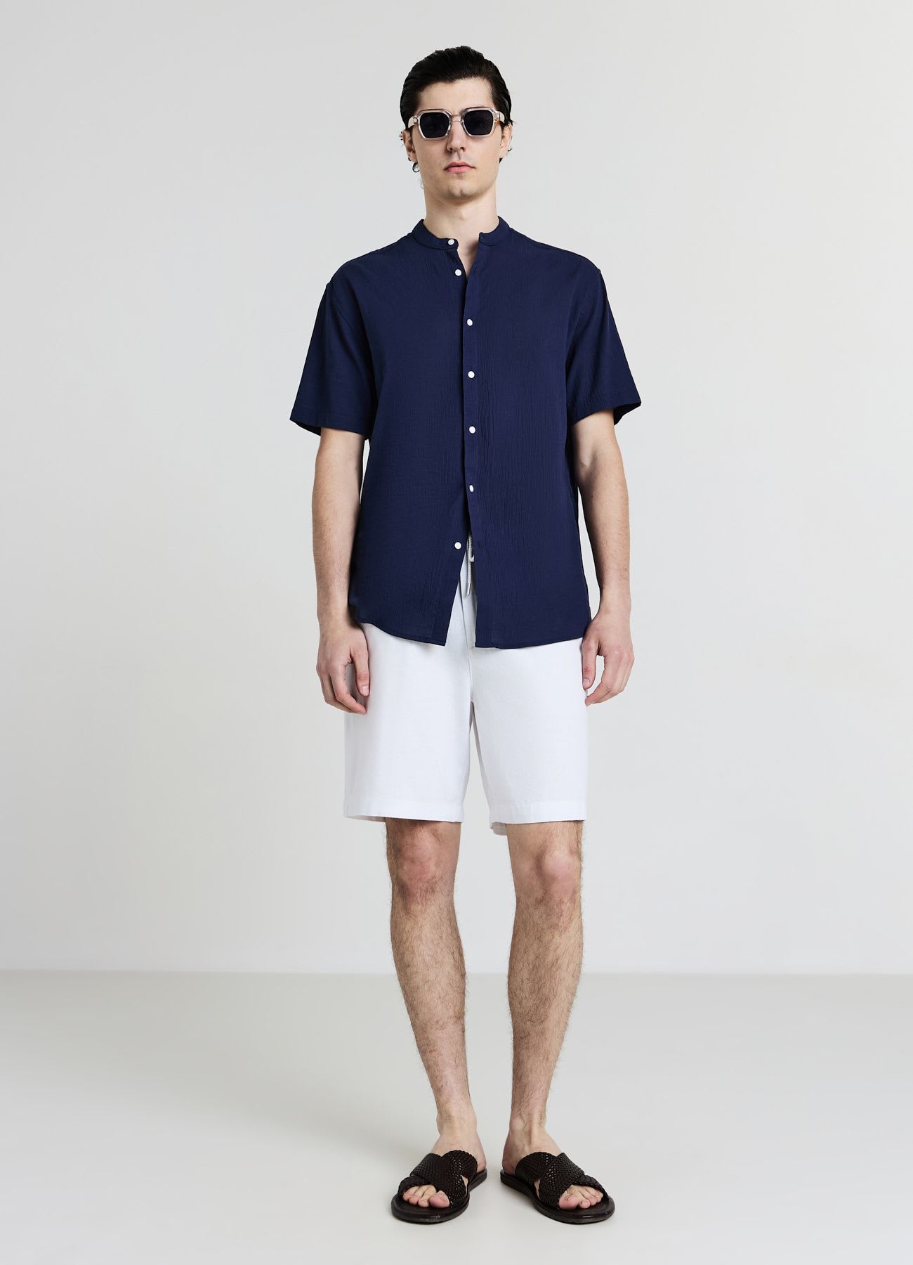 Camicia coreana cotone crinkle