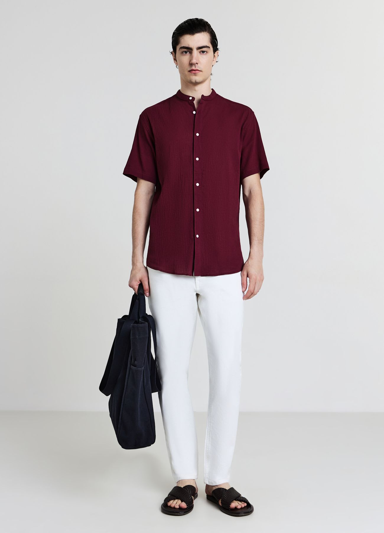 Camicia coreana cotone crinkle
