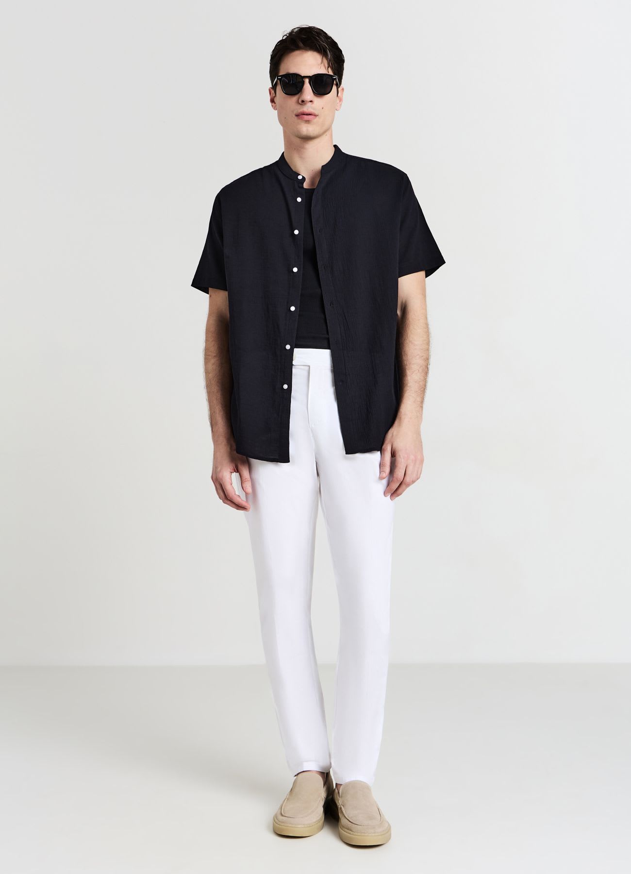 Camicia coreana cotone crinkle