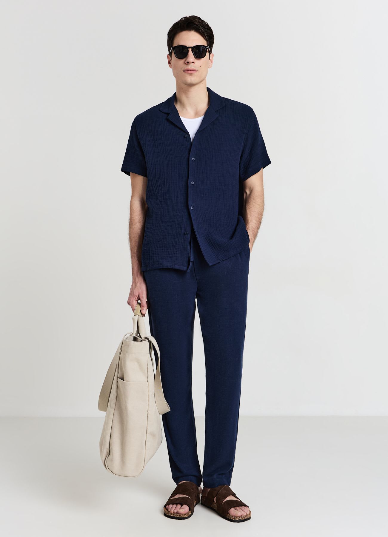 Camicia bowling cotone goffrato