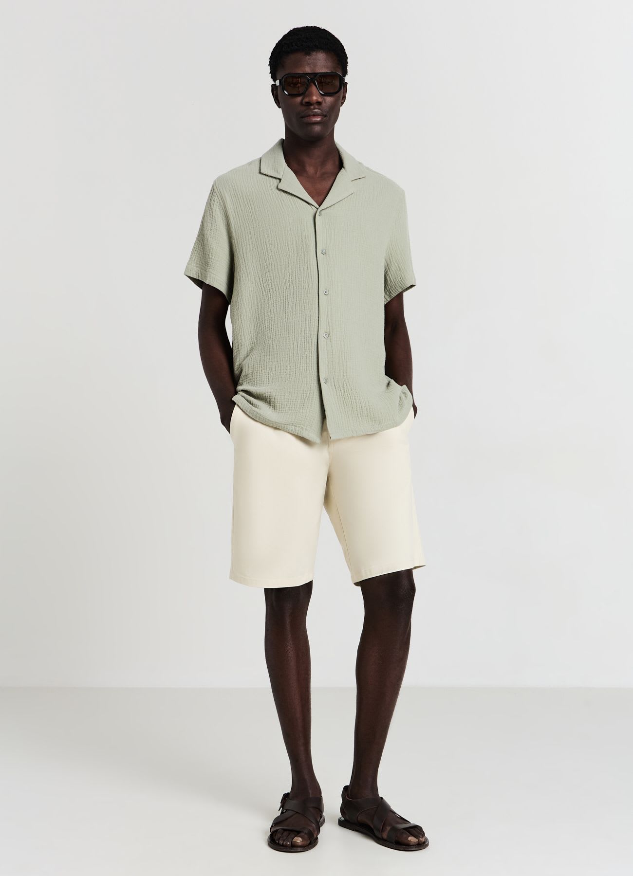 Camicia bowling cotone goffrato