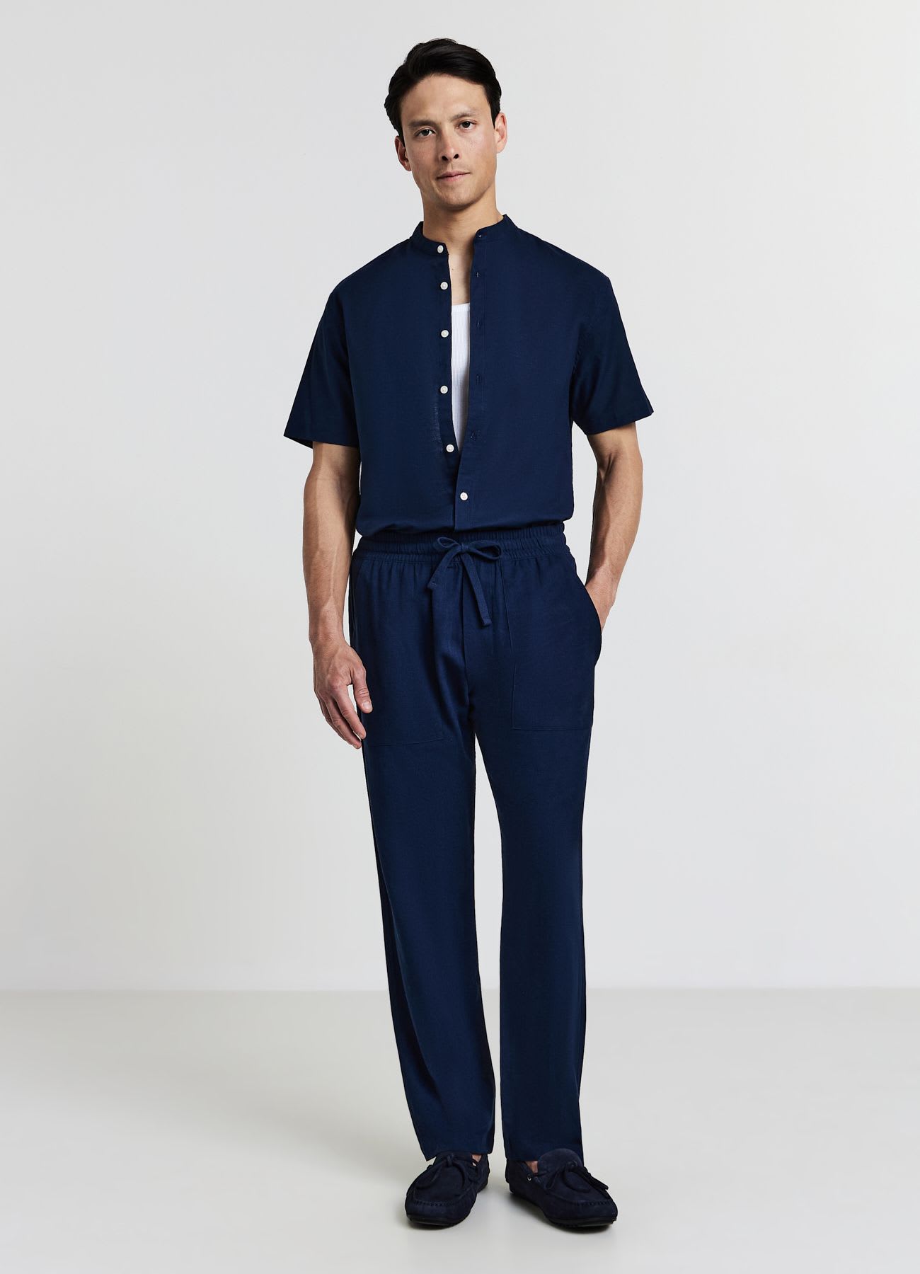 Camicia coreana misto lino