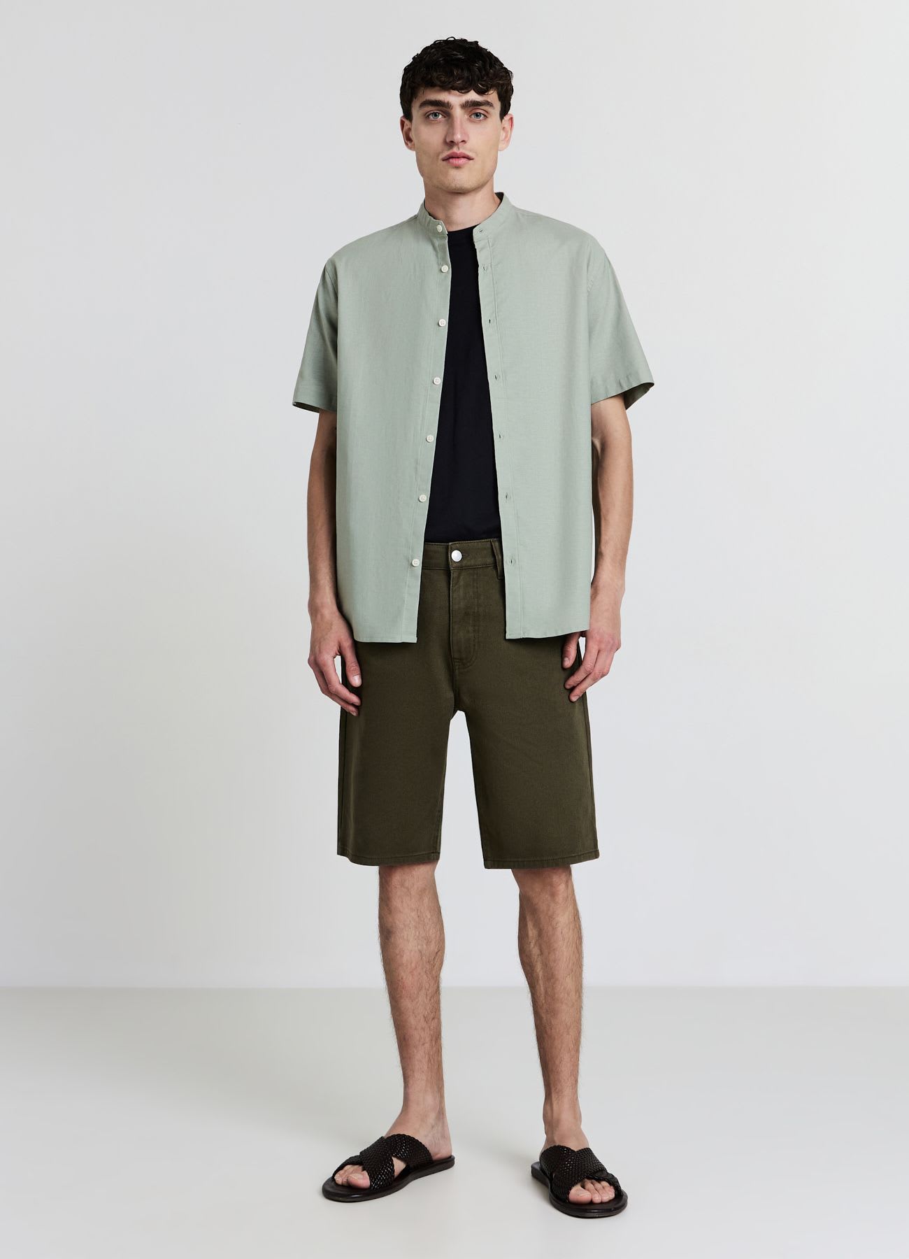 Camicia coreana misto lino