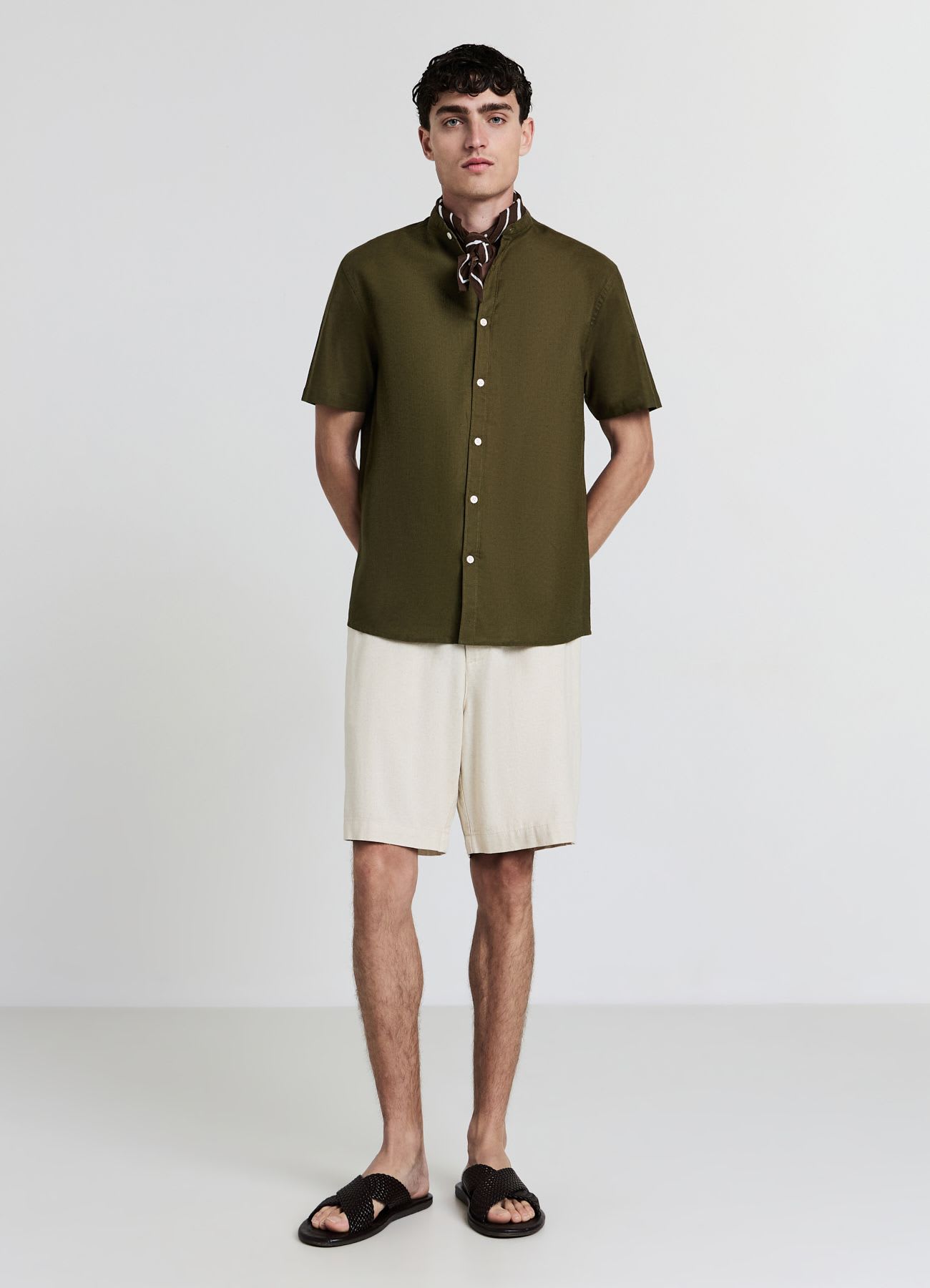 Camicia coreana misto lino