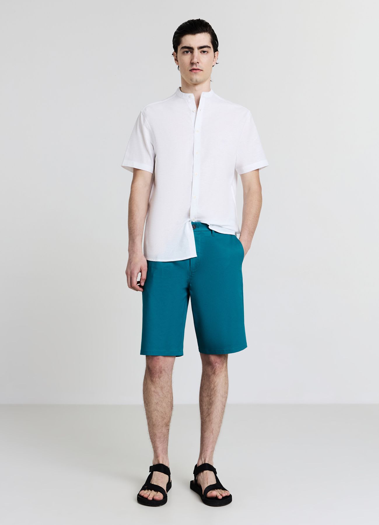 Camicia coreana misto lino