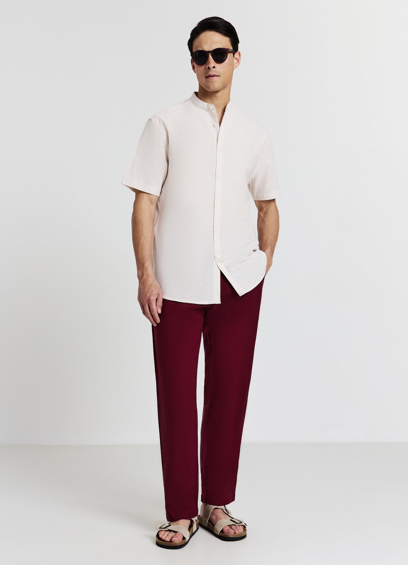 Camicia coreana misto lino