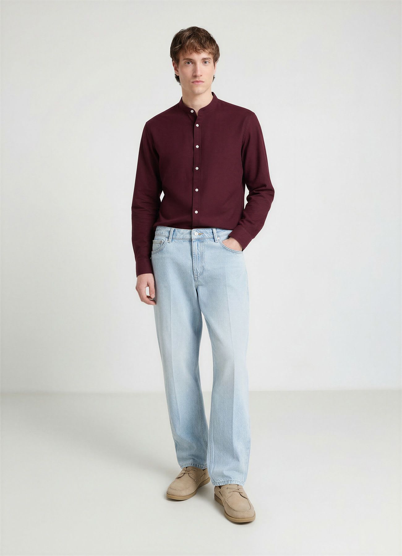 Camicia coreana misto lino