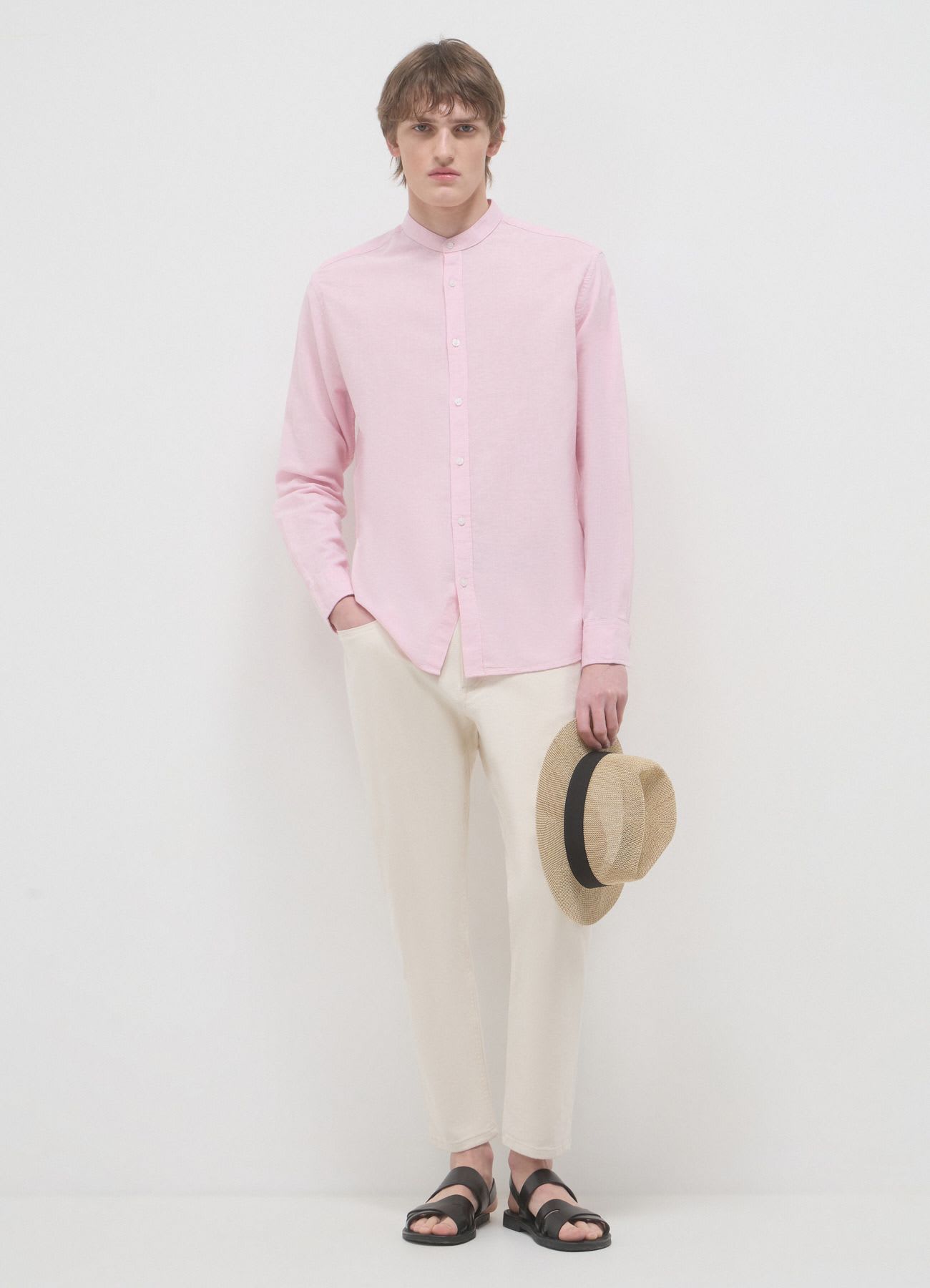 Camicia coreana misto lino