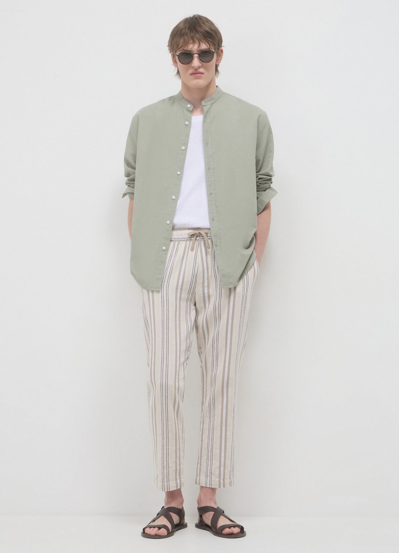 Camicia coreana misto lino