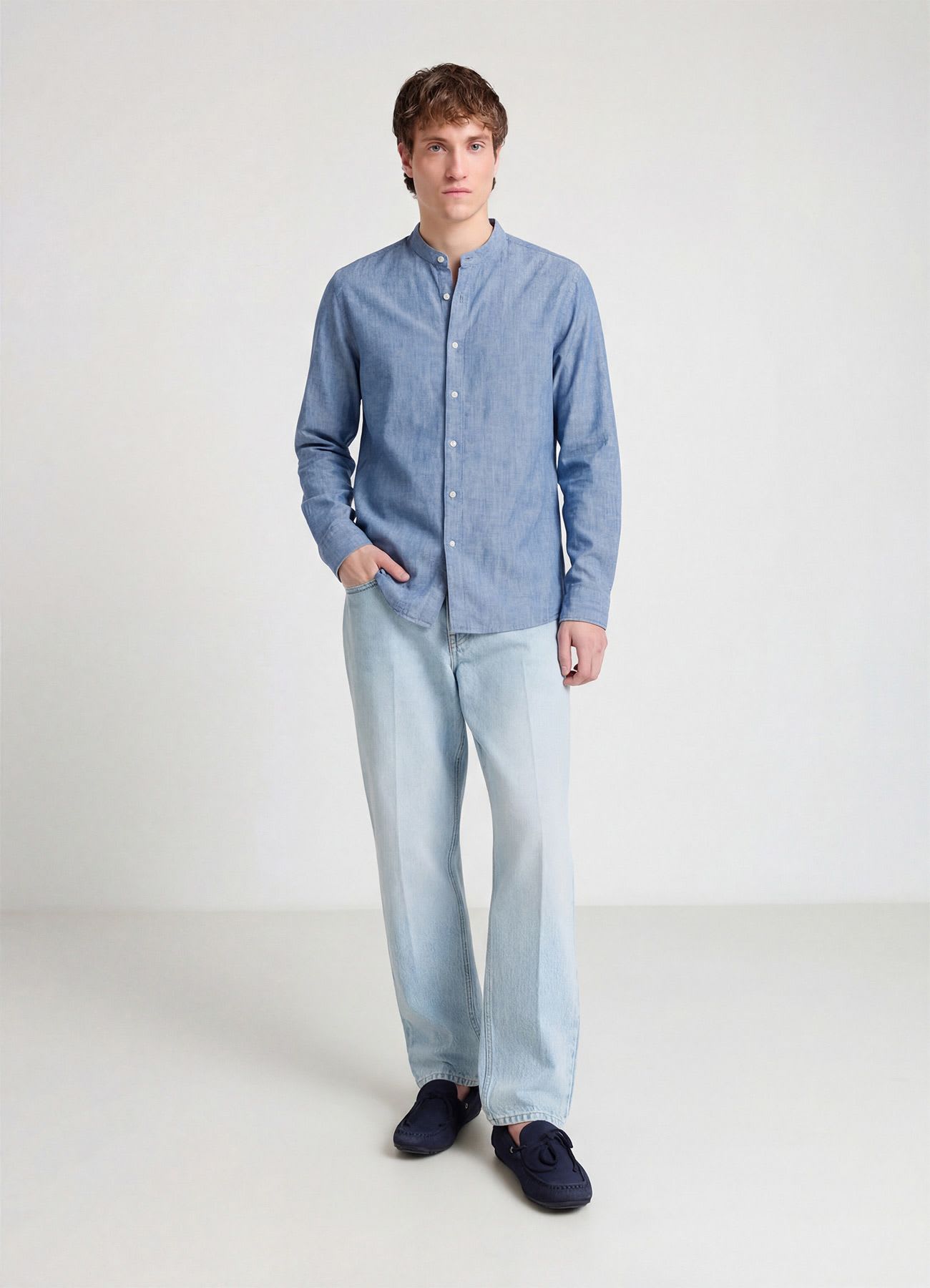 Camicia coreana misto lino