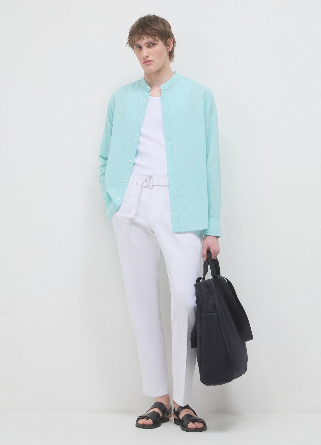 Camicia coreana misto lino