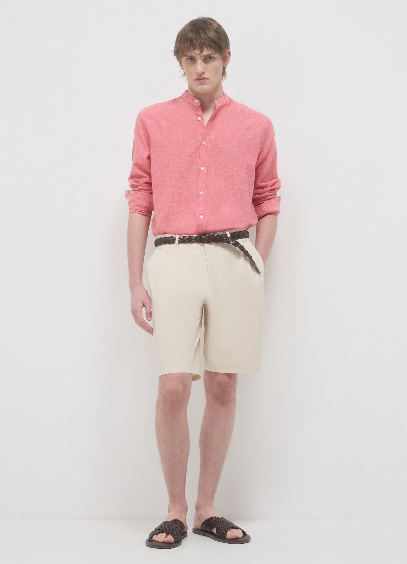 Camicia coreana misto lino
