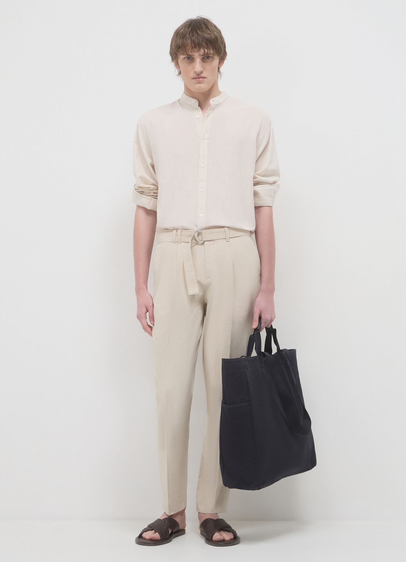 Camicia coreana misto lino