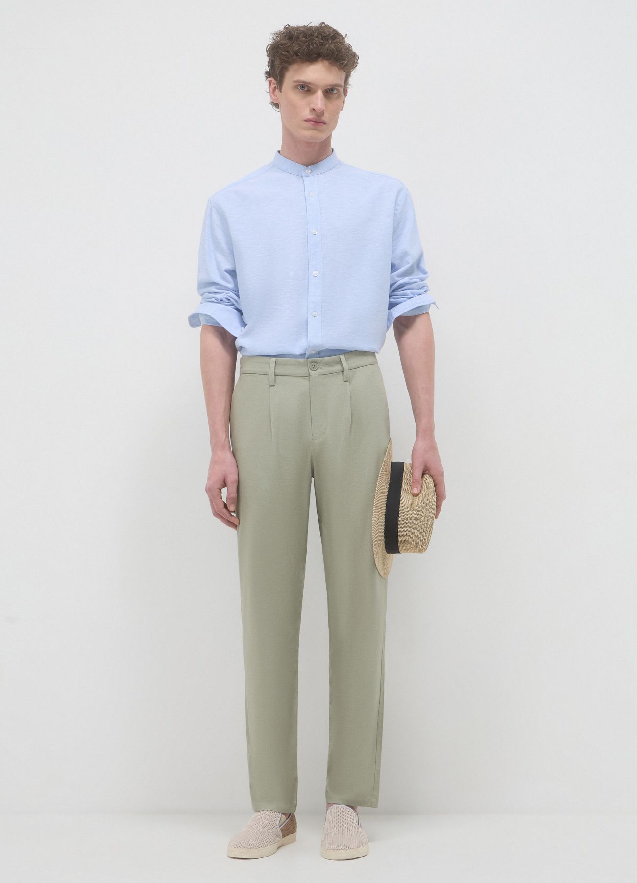 Camicia coreana misto lino