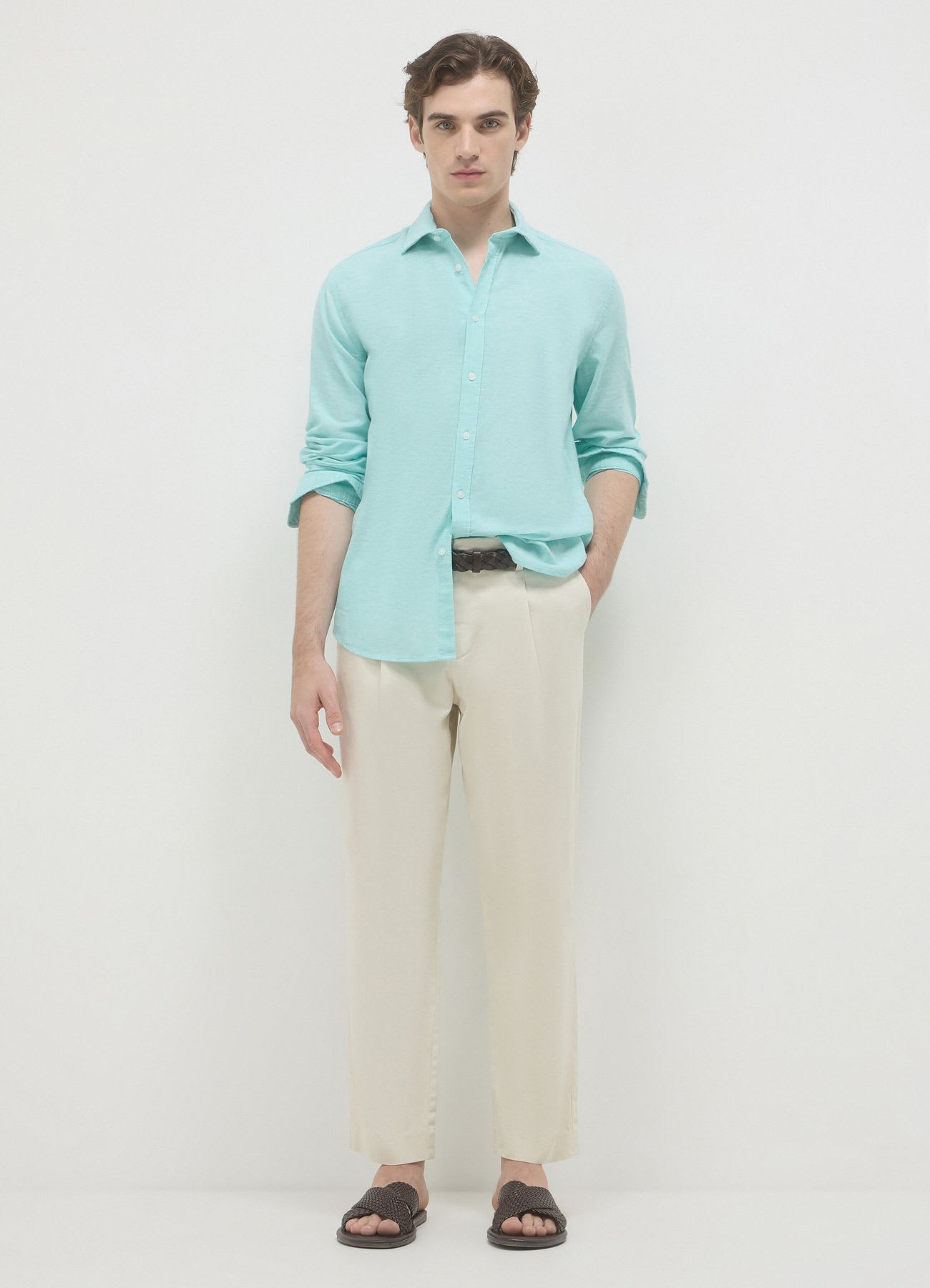 Camicia classica misto lino