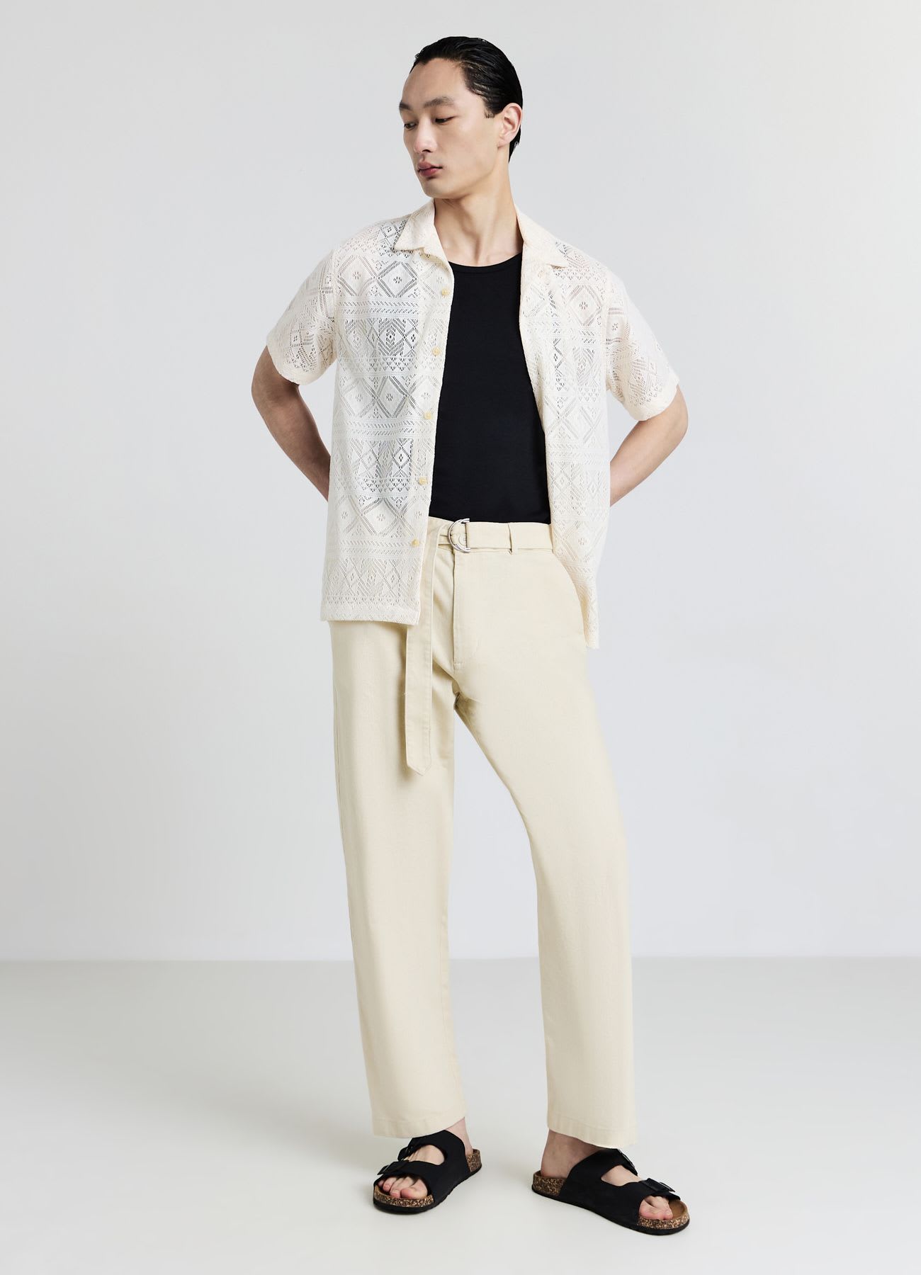 Pantalone wide leg con fusciacca
