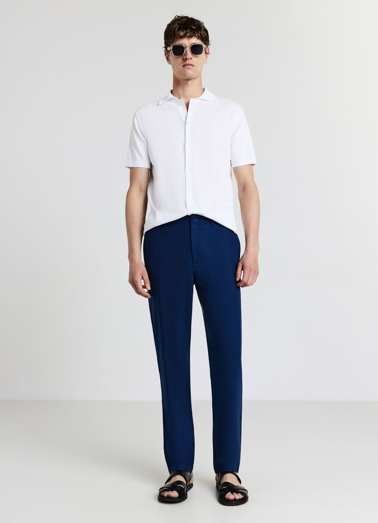 Pantalone lino con alamari