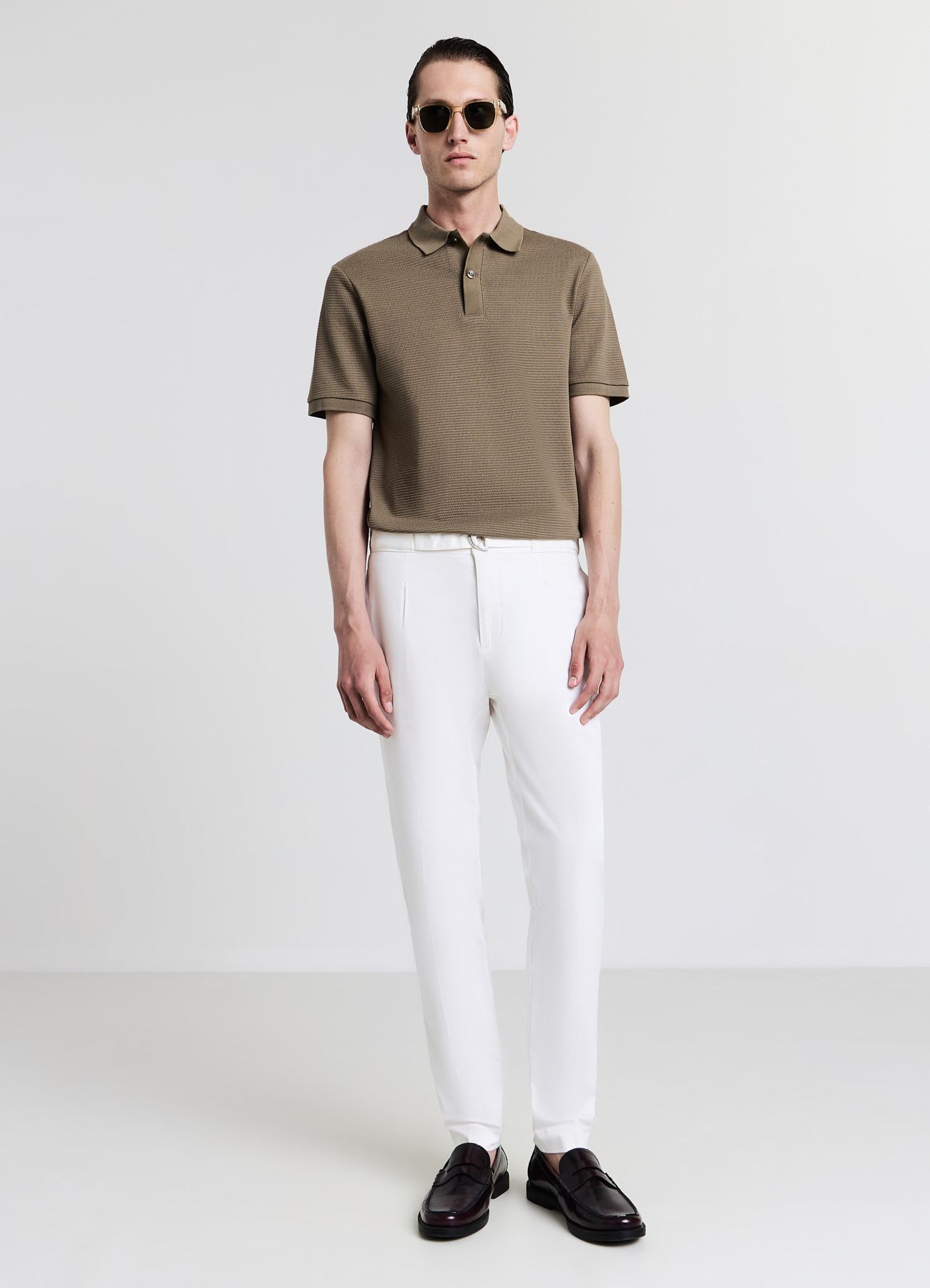 T-shirt polo tessuto operato