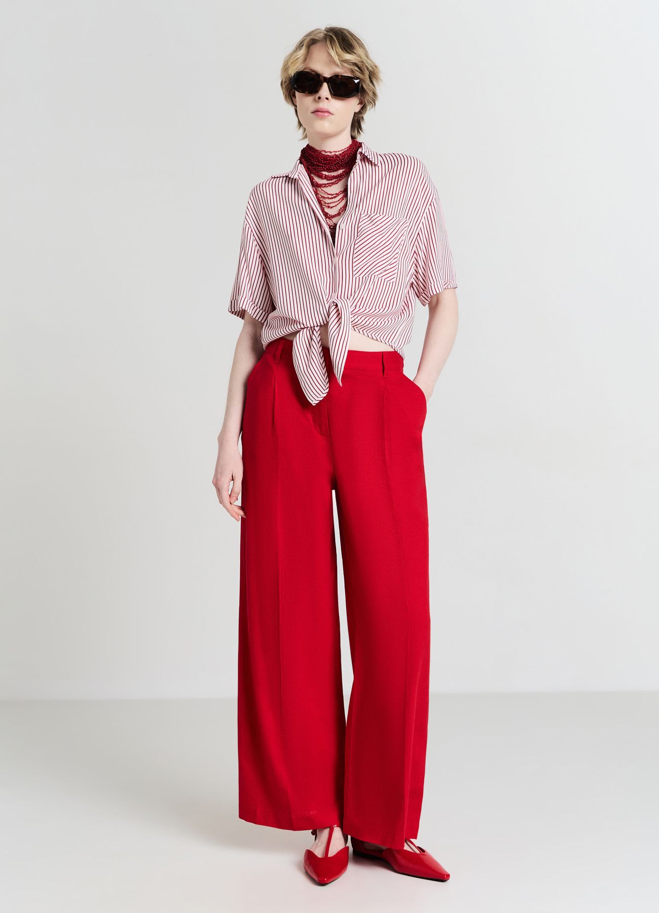 Pantaloni a palazzo misto lino