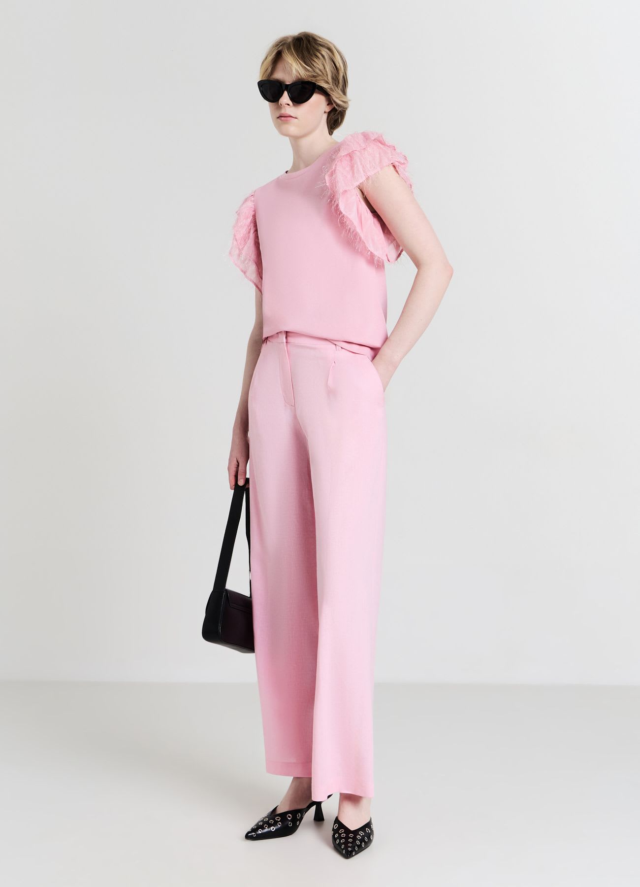 Pantaloni a palazzo misto lino